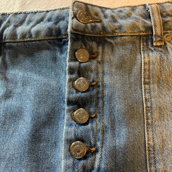Top Shop denim skirt VINTAGE Y2K Button fly 4 pockets mini size 8 - Picture 2 of 8